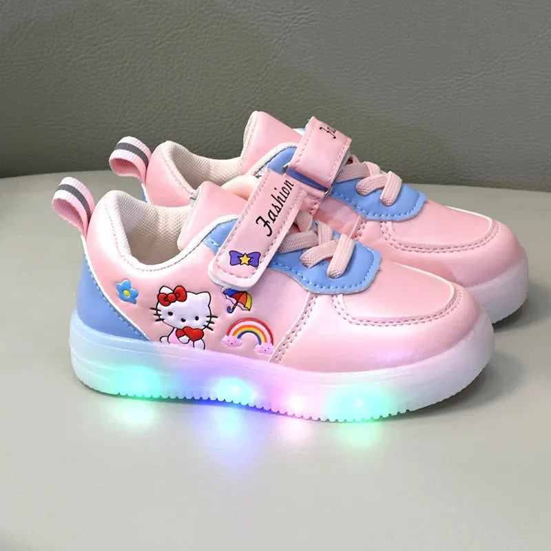 LED Kids Shoes for Girls Cute Cartoon Shoes Baby Girl Kawaii Canvas Shoes Soft Bottom Sneakers Casual Shoes