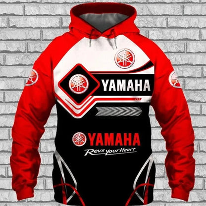 Yamaha Men's 3D Print Motorcycle Hoodie Pullover Streetwear Style High Quality Sportswear Sweatshirt