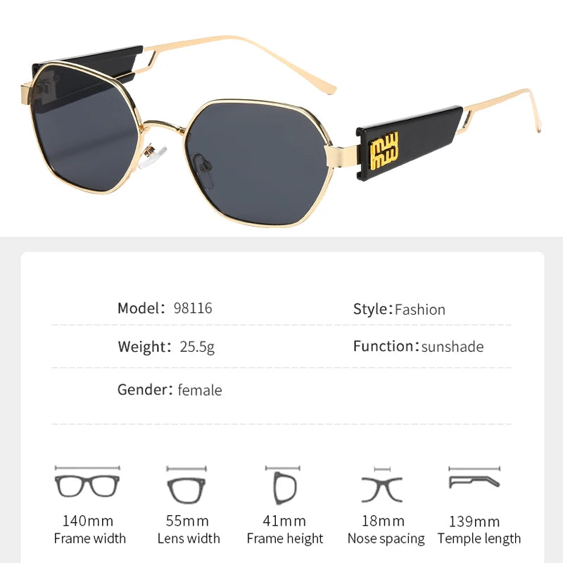New Metal Full Frame Sunglasses Personalized Hollow Glasses Men And Women's Same Texture Sunscreen Sunglasses 98116