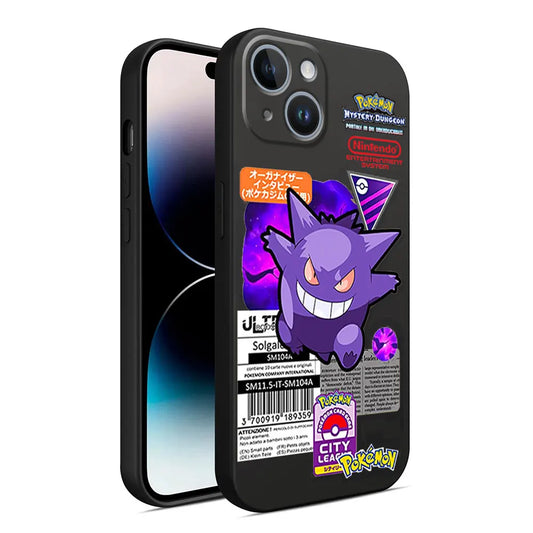 Pokemon Gengar Phone Case for iPhone 15 Plus 8 Plus 7 6s 14 Pro Max SE XS X XR 11 12 Mini 13 Pro XS Max Armor Black Soft Cover