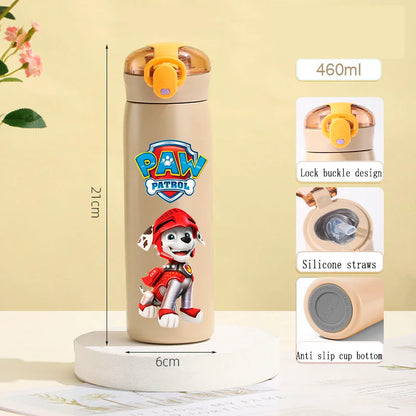 PAW Patrol 460ml Thermal Cup Bouncing Childrens Straw Cup Portable Outdoor Sports Water Cup Drinking Stainless Steel Bottle