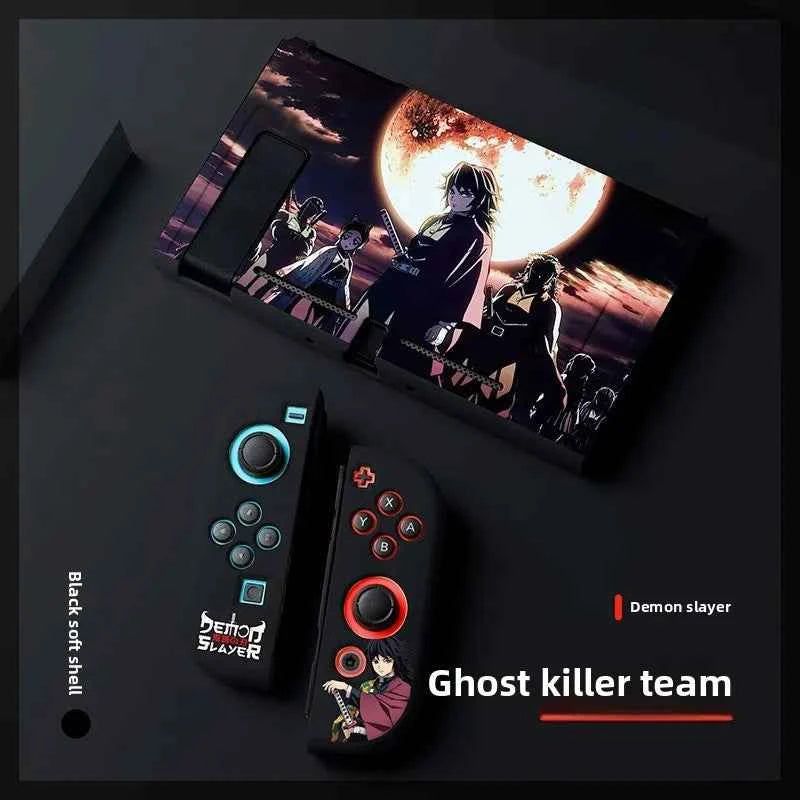 Demon Slayer TPU Soft Frosted Shell Anime Protective Case Split Silicone Rubber Protective Case for Switch Oled Game Accessories