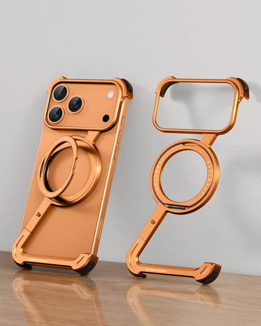 Oatsbasf Phone Case for iPhone 17 Pro/Pro Max/17/Air with 360° Rotatable Stand Metal Frameless Magsafe Protective Shockproof