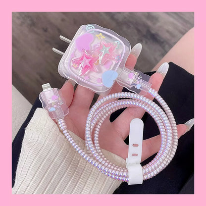 For iPhone Cute Charger Cable Protector Cover For iPhone 16 15 14 13 Pro Max 18W 20W Charger Head Case Cable Cord Winder Protect - ST Superstore