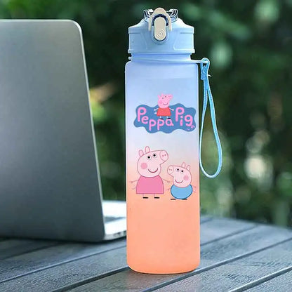 Peppa Pig 750ML Adult Sports Bullet Cap Direct Drinking Travel Plastic Bottle Children's Large Capacity Gradual Change Straw Cup