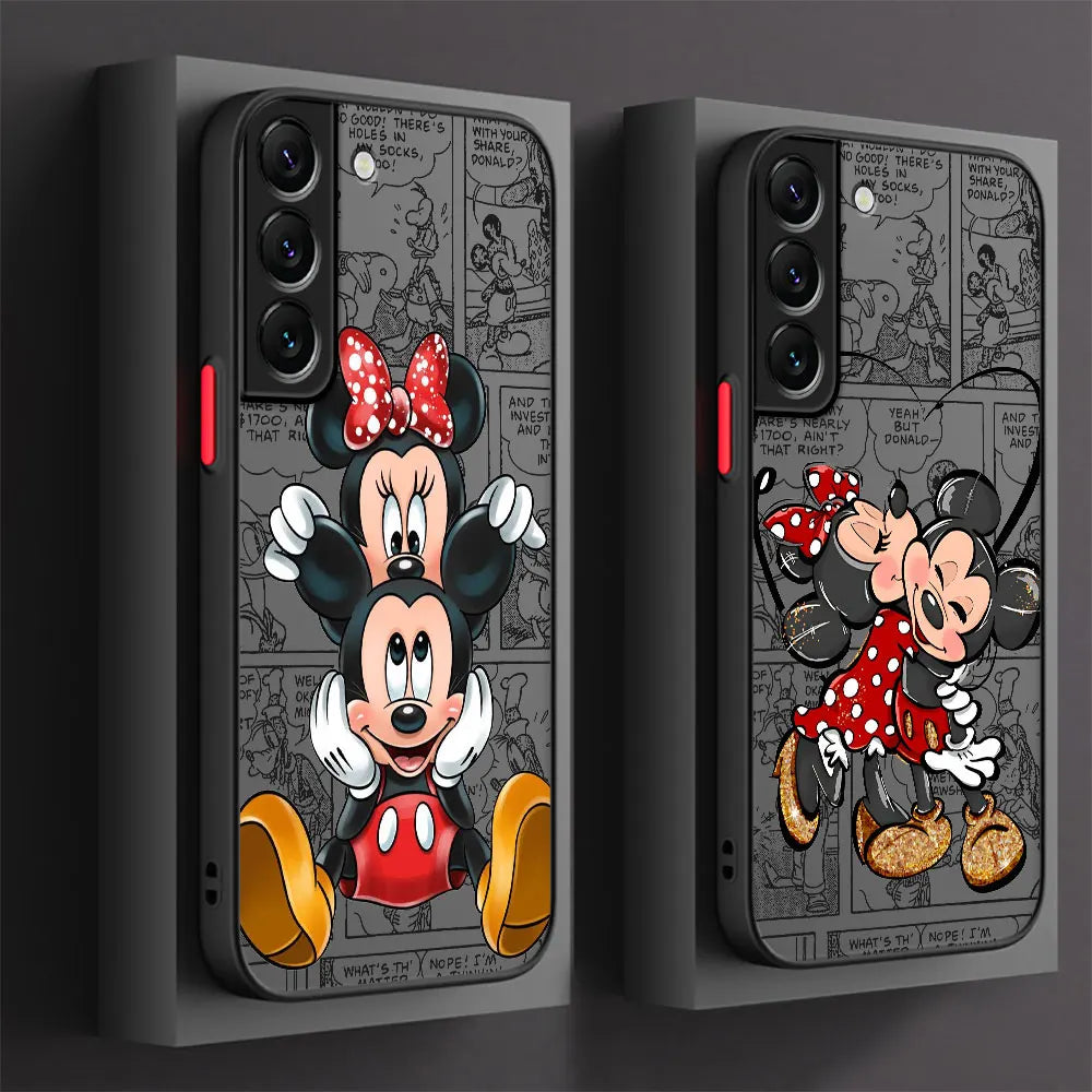 Luxury Cover Mickey Minnie Cute Silicone Phone Case for Samsung Galaxy S23 Ultra S21 S9 S23 FE S22 S24 Plus S20 FE S10 Plus