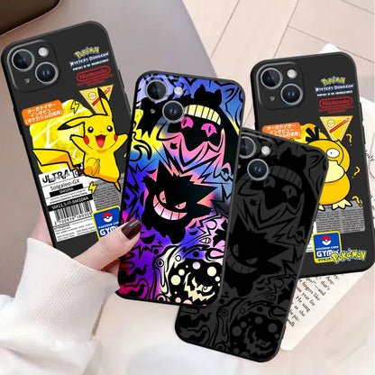 Pokemon Gengar Phone Case for iPhone 15 Plus 8 Plus 7 6s 14 Pro Max SE XS X XR 11 12 Mini 13 Pro XS Max Armor Black Soft Cover