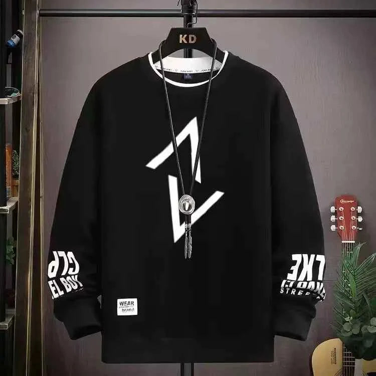Autumn Men's Sweatshirt Adolescent Astronaut Printed Long Sleeve T-shirt Fashion Men's Clothing Grey O Neck Harajuku Top New