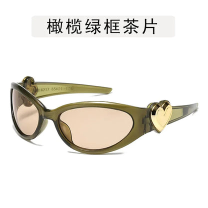 Retro Y2K Style Oval Sunglasses Women Fashion Heart Frame Sports Goggles Popular Cat Eye Party Sun Glasses Ladies Gafas De Sol - ST Superstore