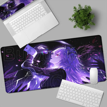 Kawaii Girl Evernight March 7th Mouse Pad Honkai Star Rail Gaming Anime Mousepad Non-slip Desk Mat Large Protector Keyboard Pads