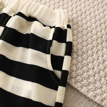 Summer Children Sets Boys Girls Short-sleeved Striped T-shirt +Shorts Set Babies Fashion Round Neck Tracksuits Kids Suits - ST Superstore