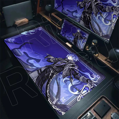 New Cool Wallpaper Genshin Impact Flins Mousepads Computer Gaming Lock Edge Laptop PC Desk Mat Natural Rubber Keyboard Mouse Pad