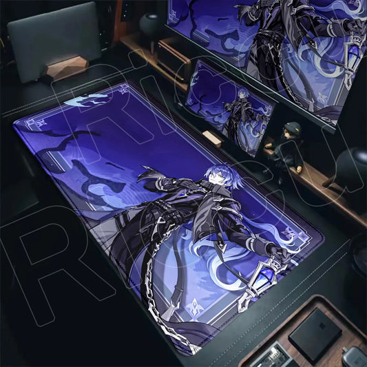 New Cool Wallpaper Genshin Impact Flins Mousepads Computer Gaming Lock Edge Laptop PC Desk Mat Natural Rubber Keyboard Mouse Pad