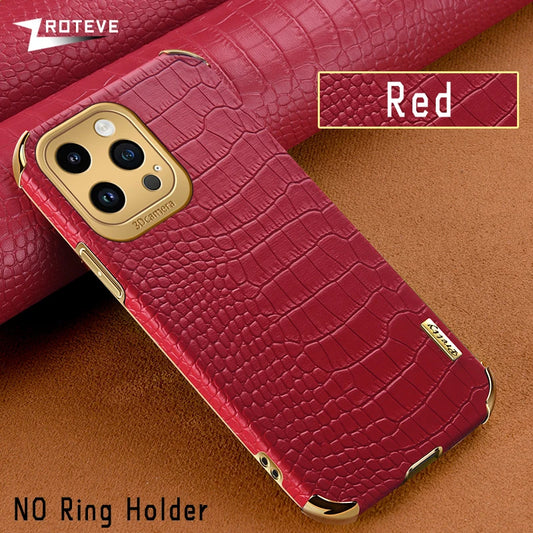 For iPhone 16 e 16e 15 14 13 12 11 Pro Max Zroteve Crocodile Leather Plating Silicone Cover For iPhone16 Plus iPhone13 Mini Case