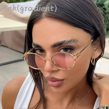 Fashion Small Sunglasses Brand Designer Metal Woman Outdoor Travel Holidays Eyeglasses UV Protection Man Shades Sale