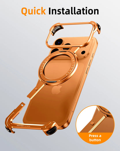 Oatsbasf Phone Case for iPhone 17 Pro/Pro Max/17/Air with 360° Rotatable Stand Metal Frameless Magsafe Protective Shockproof