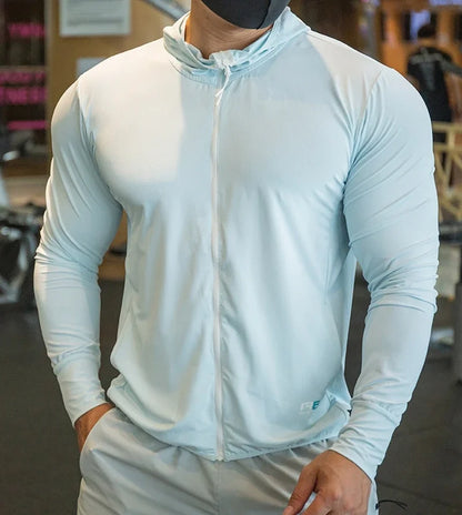 Men's Jacket Zip Hoodie Long Sleeve T-shirts Gym Sports Clothing Running Male Coat Jackets For Men Hooded Sweatshirts