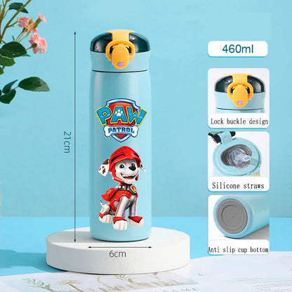PAW Patrol 460ml Thermal Cup Bouncing Childrens Straw Cup Portable Outdoor Sports Water Cup Drinking Stainless Steel Bottle