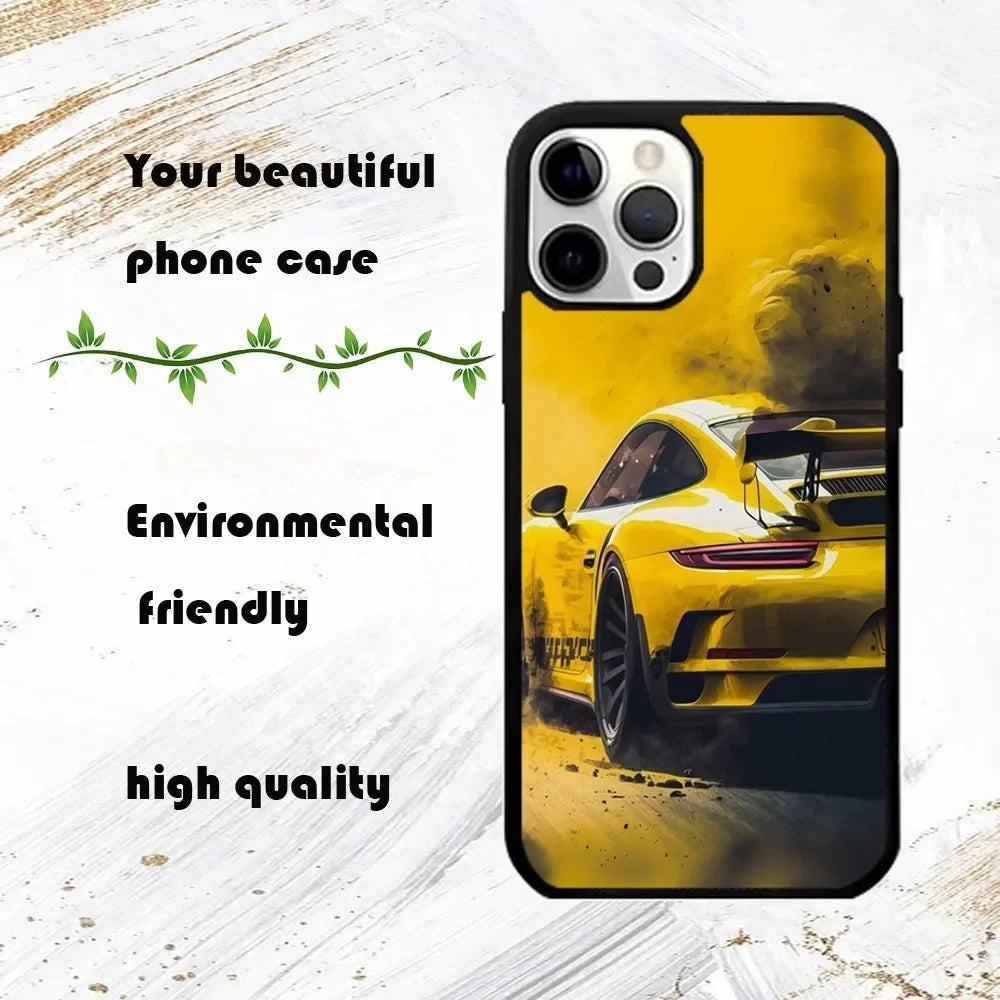 Sports GT3-RS Supercar-911 Phone Case For iPhone 16 15 14 13 12 11 Pro Max Plus Mini PC Fashion mirror phone case