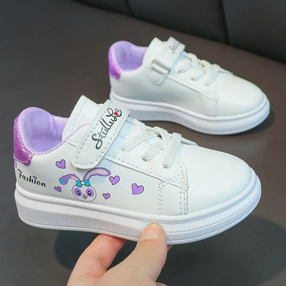 Girls' White Shoes Spring Children Anti-skid Leather Shoes Solid Soles Children's Shallow Mouth Sport Shoes Size 26-37
