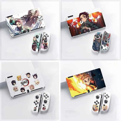 Demon Slayer TPU Soft Frosted Shell Anime Protective Case Split Silicone Rubber Protective Case for Switch Oled Game Accessories