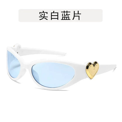 Retro Y2K Style Oval Sunglasses Women Fashion Heart Frame Sports Goggles Popular Cat Eye Party Sun Glasses Ladies Gafas De Sol - ST Superstore