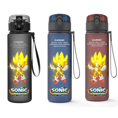 560ML Sonic Hedgehog Sports Water Bottle Portable Gym Travel Clear Leakproof Drinking Bottle Frosted Water Cup Gift for Friends