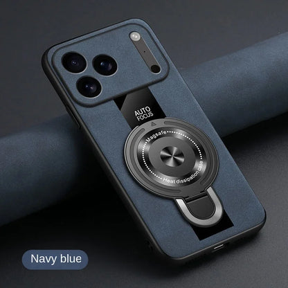 Matte Fiber for Magsafe Case for IPhone 17 16 15 14 Pro Max Plus Air Magnetic Ring Stand Shockproof Cover for Iphone17pro Coque