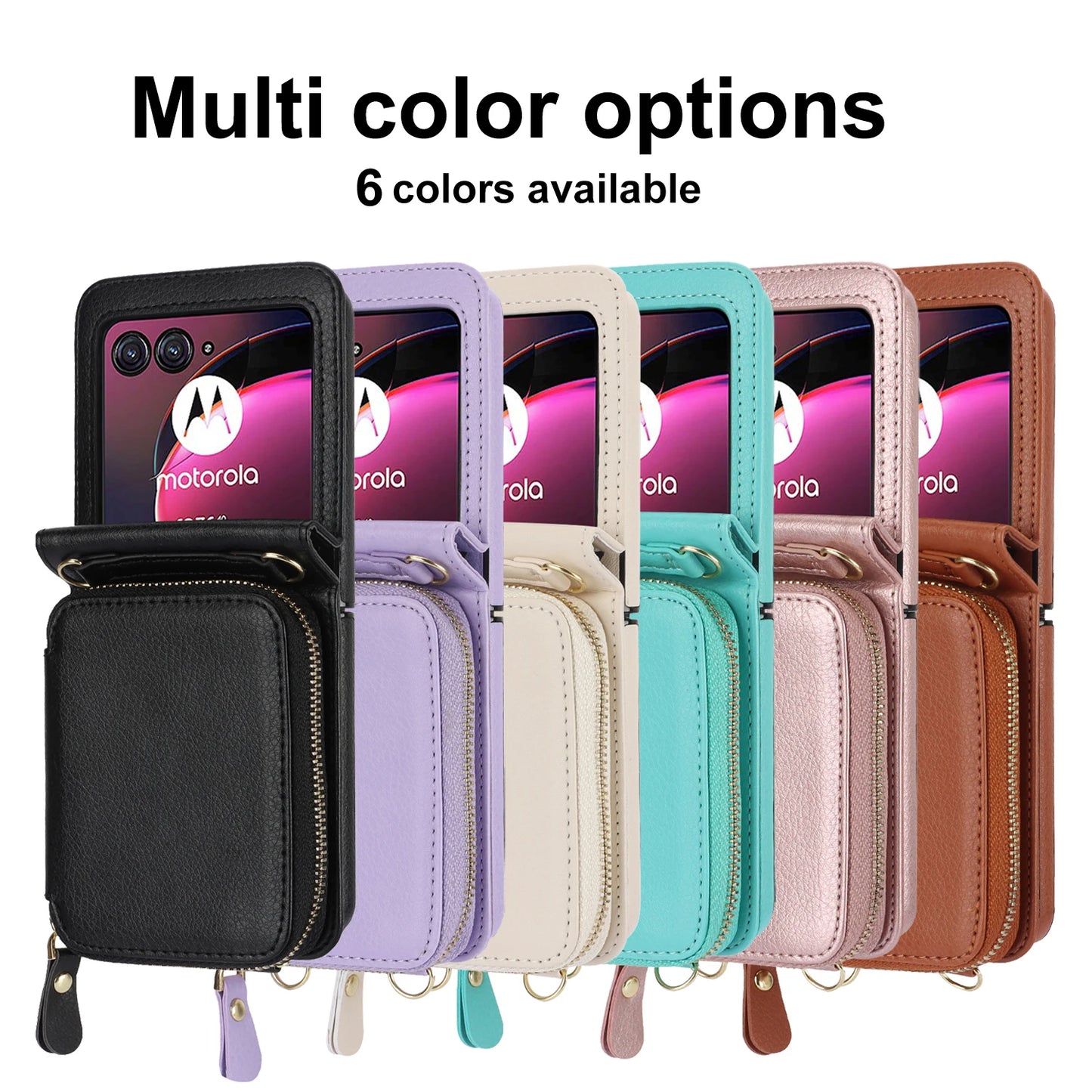 Crossbody Zipper Cards Solt Wallet Leather Case for Motorola Razr 50 Ultra Razr50 40 Long Lanyard Bag RFID Multifunctional Cover