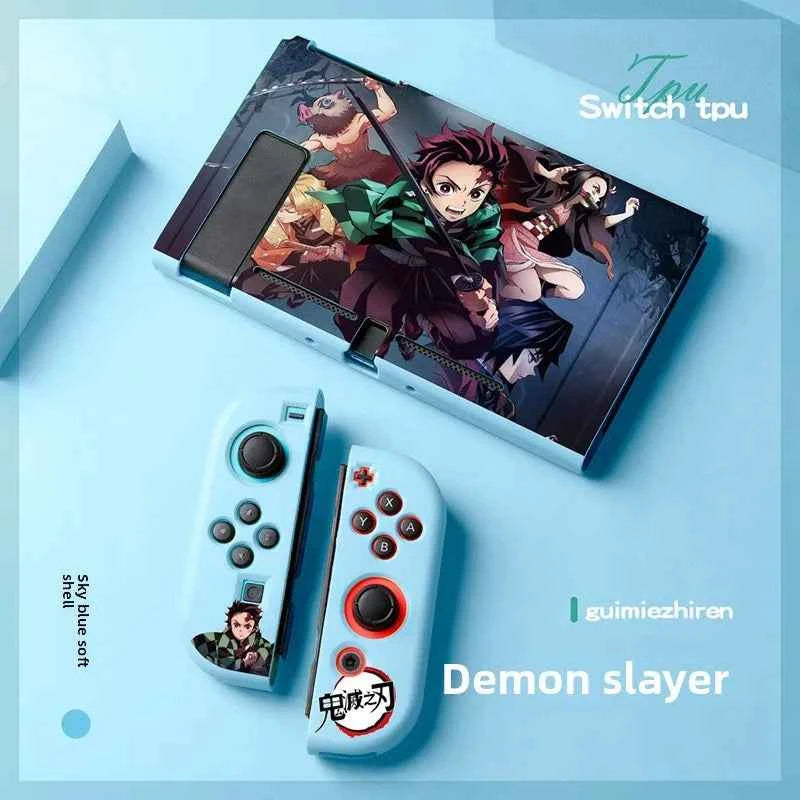Demon Slayer Painted Relief Protective Case for Switch NS TPU Soft-shell Split Protective Case Creative Game Console Accessories