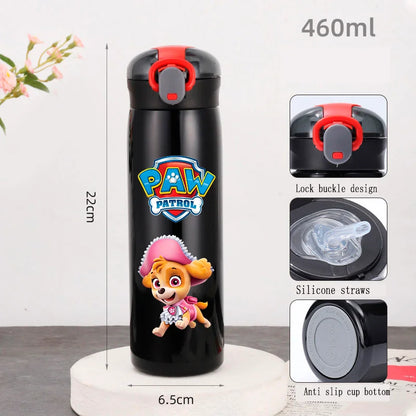 PAW Patrol 460ml Thermal Cup Bouncing Childrens Straw Cup Portable Outdoor Sports Water Cup Drinking Stainless Steel Bottle