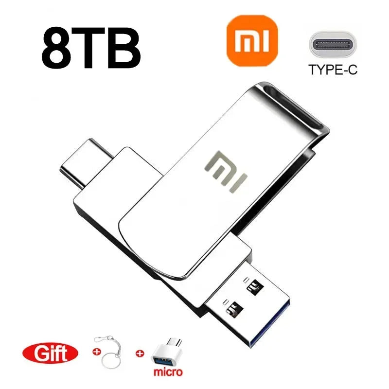 Xiaomi 16TB 3.0 USB Flash Drive Metal High-Speed Pen Drive 2TB 512GB Waterproof Type-C Usb PenDrive For Computer Storage Devices