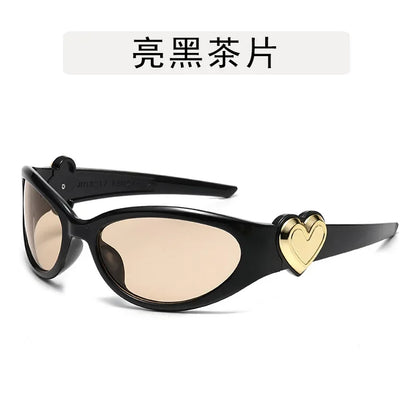 Retro Y2K Style Oval Sunglasses Women Fashion Heart Frame Sports Goggles Popular Cat Eye Party Sun Glasses Ladies Gafas De Sol - ST Superstore