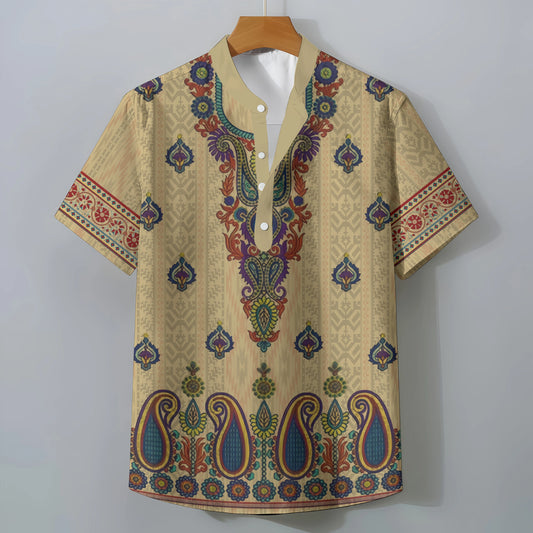 Retro Ethnic Style Short Sleeve Shirt Men's Clothing Casual Fashionable Clothing Comfortable Loose Oversized Summer Tops