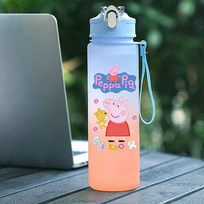 Peppa Pig 750ML Adult Sports Bullet Cap Direct Drinking Travel Plastic Bottle Children's Large Capacity Gradual Change Straw Cup
