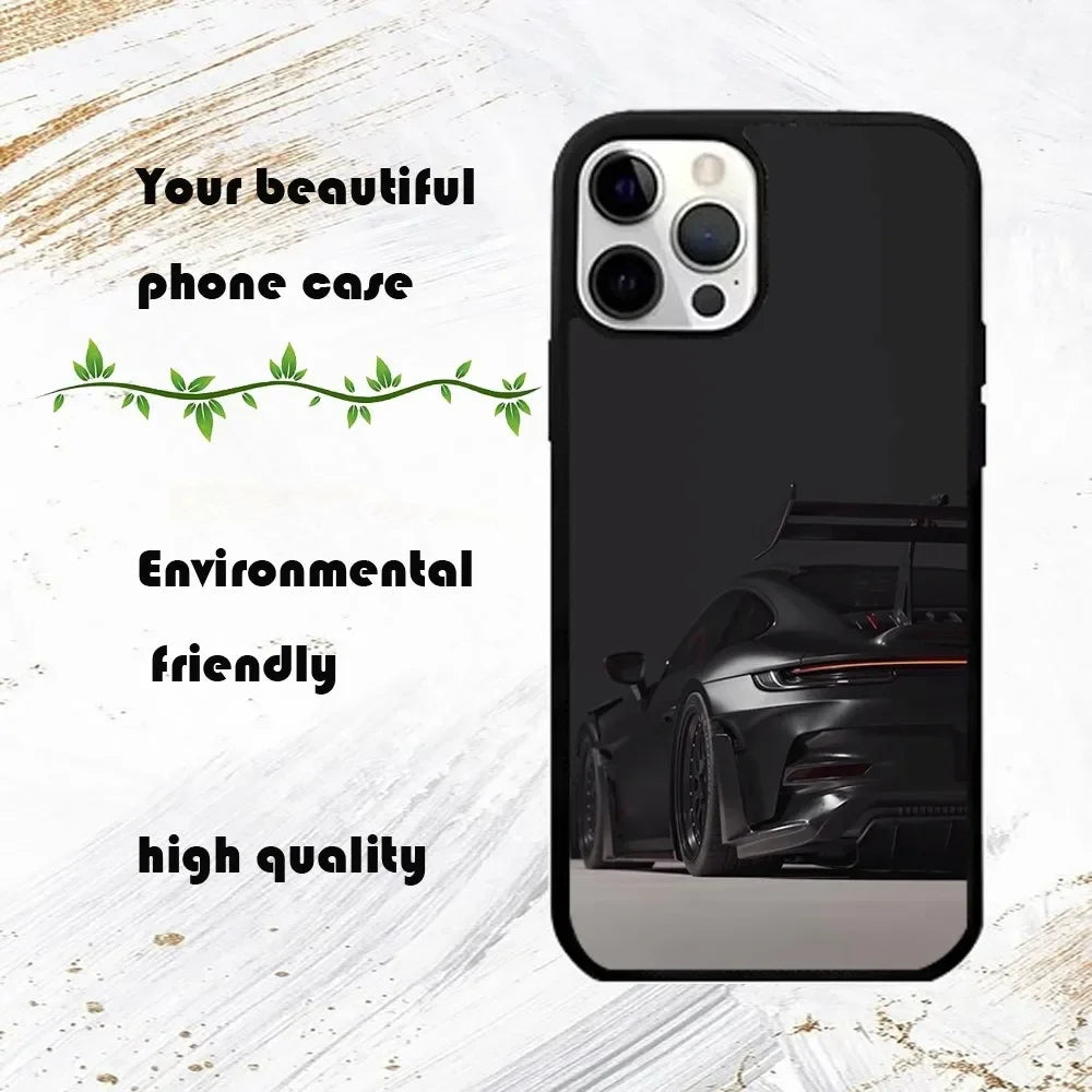 Sports GT3-RS Supercar-911 Phone Case For iPhone 16 15 14 13 12 11 Pro Max Plus Mini PC Fashion mirror phone case