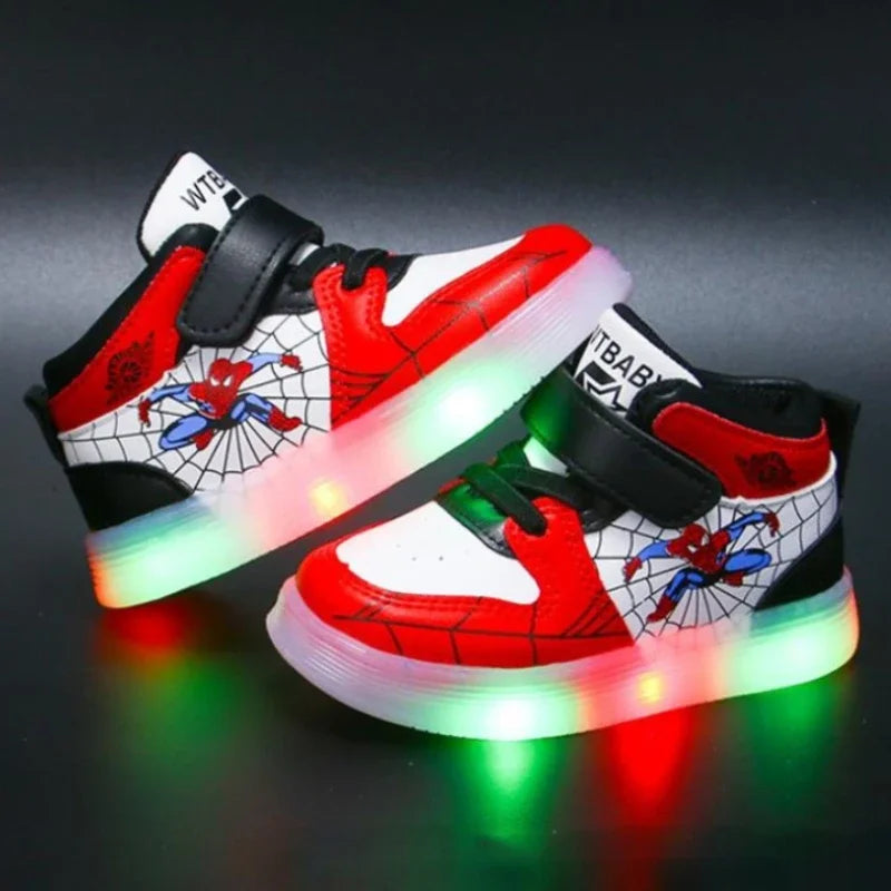 Children's Led Light Shoes Boys Sneakers Girls Cartoon Casual Shoes Breathable Kids Sport Shoes