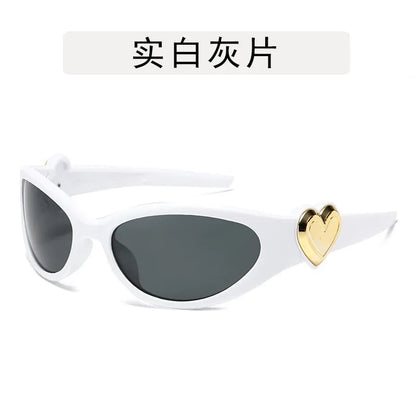 Retro Y2K Style Oval Sunglasses Women Fashion Heart Frame Sports Goggles Popular Cat Eye Party Sun Glasses Ladies Gafas De Sol - ST Superstore