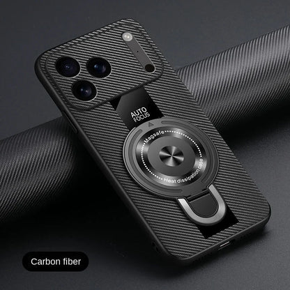 Matte Fiber for Magsafe Case for IPhone 17 16 15 14 Pro Max Plus Air Magnetic Ring Stand Shockproof Cover for Iphone17pro Coque