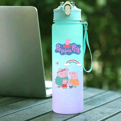 Peppa Pig 750ML Adult Sports Bullet Cap Direct Drinking Travel Plastic Bottle Children's Large Capacity Gradual Change Straw Cup
