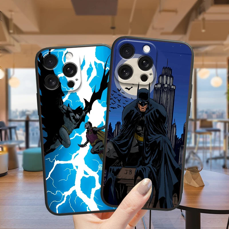 B-Batmans Art Popular Cool For iPhone 15 14 13 12 11 XS XR X 8 7 SE Pro Max Plus Mini Black Soft Phone Case