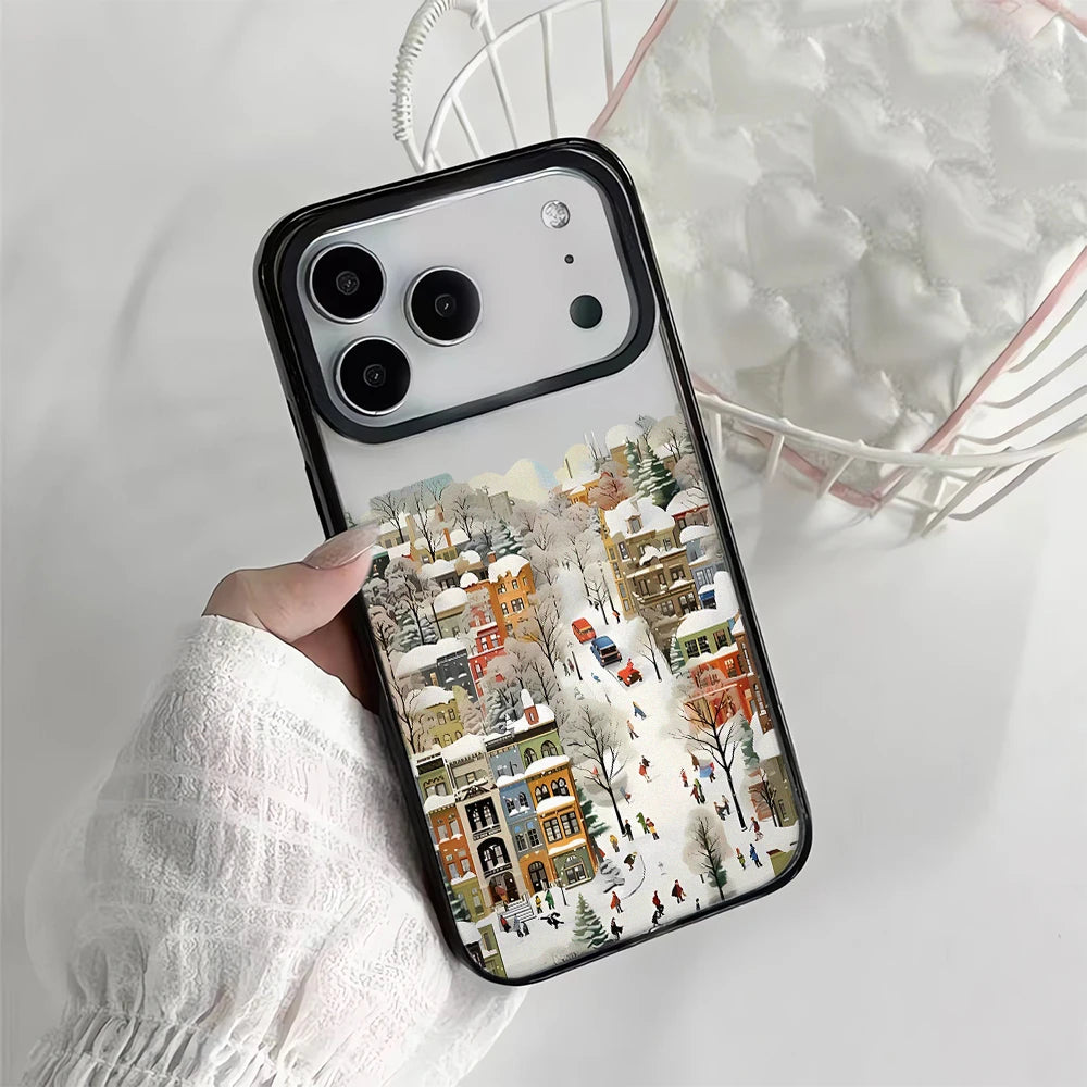 Snow View House Landscape Phone Case For iPhone 17 Air 16 15 14 13 12 11 Pro Max 17 Pro Shockproof Hard Cover Fundas