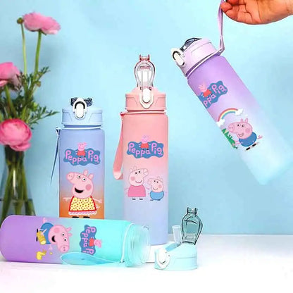 Peppa Pig 750ML Adult Sports Bullet Cap Direct Drinking Travel Plastic Bottle Children's Large Capacity Gradual Change Straw Cup