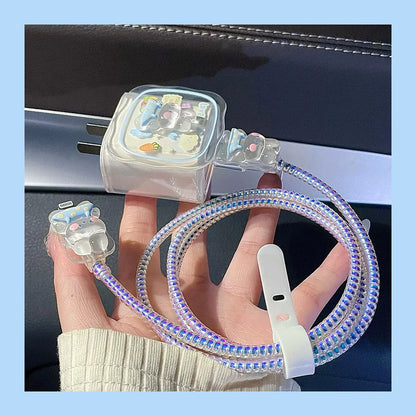 For iPhone Cute Charger Cable Protector Cover For iPhone 16 15 14 13 Pro Max 18W 20W Charger Head Case Cable Cord Winder Protect - ST Superstore
