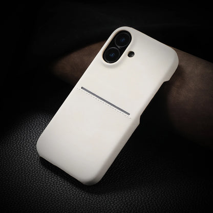 Luxury Card Slot Sheepskin Leather Case For iPhone 16 15 14 13 12 Pro Max Plus Business Wallet Pocket Frosted Shockproof Cover