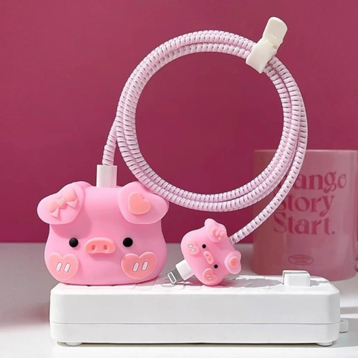 4Pcs/Set Cute 3D Cartoon Cable Protector For iPhone / iPad 18W/20W Charger Case Phone Wire Cord Organizers