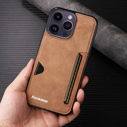 Retro Card Holder Phone Case for iPhone 16 15 14 13 12 11 Pro Max Mini XS XR X SE 2020 2022 7 8 Plus Wallet PU Leather Cover - ST Superstore