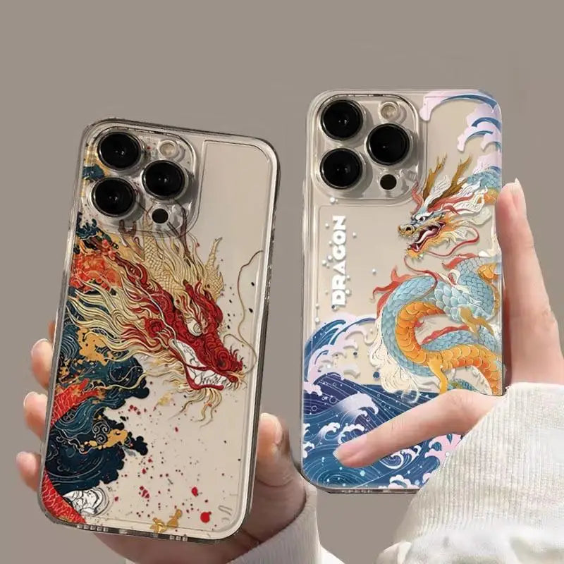 Case For iphone 13 Pro Max 11 14 15 12 Mini 6s 6 7 8 Plus X XS XR cover Chinese Dragon Soft Silicone Couqe