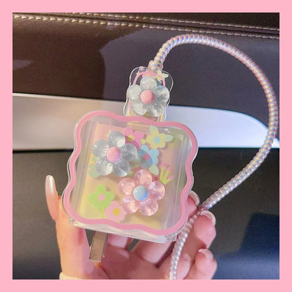 For iPhone Cute Charger Cable Protector Cover For iPhone 16 15 14 13 Pro Max 18W 20W Charger Head Case Cable Cord Winder Protect - ST Superstore