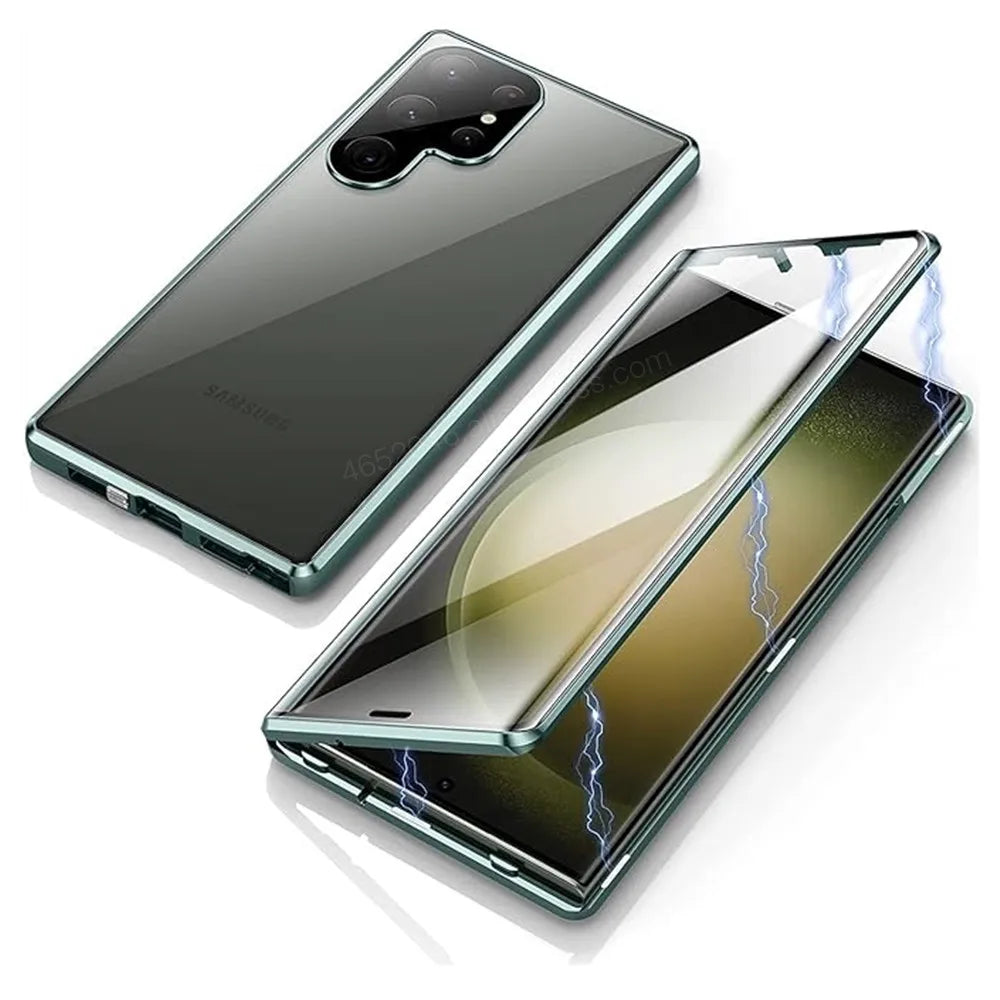 Double-sided Glass Magnetic Phone Case For Samsung Galaxy S25 Ultra S24 FE S23 Plus S22 Ultra S21 S20 A16 360 Full Protect Case